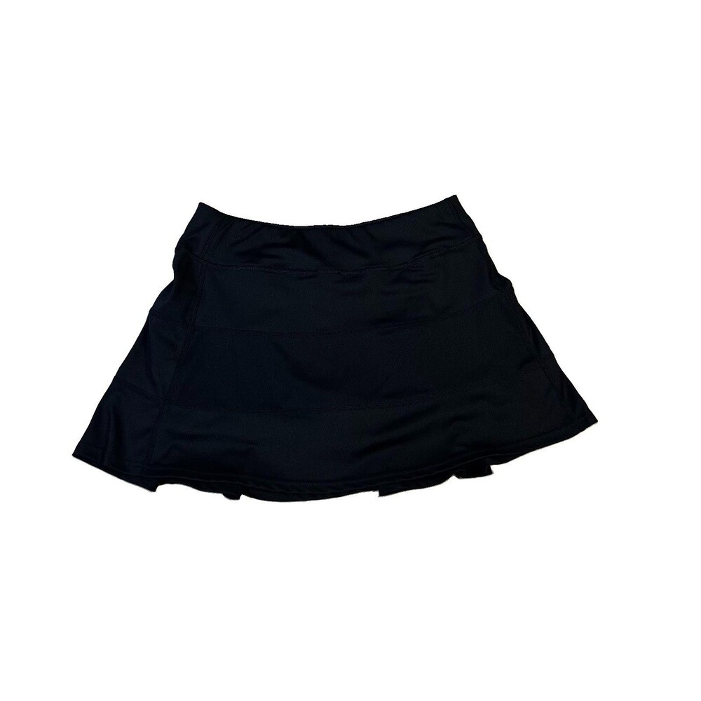 Real Essentials Womens Medium Dark Blue Tiered Pleated Tennis Skirt Skort Lined